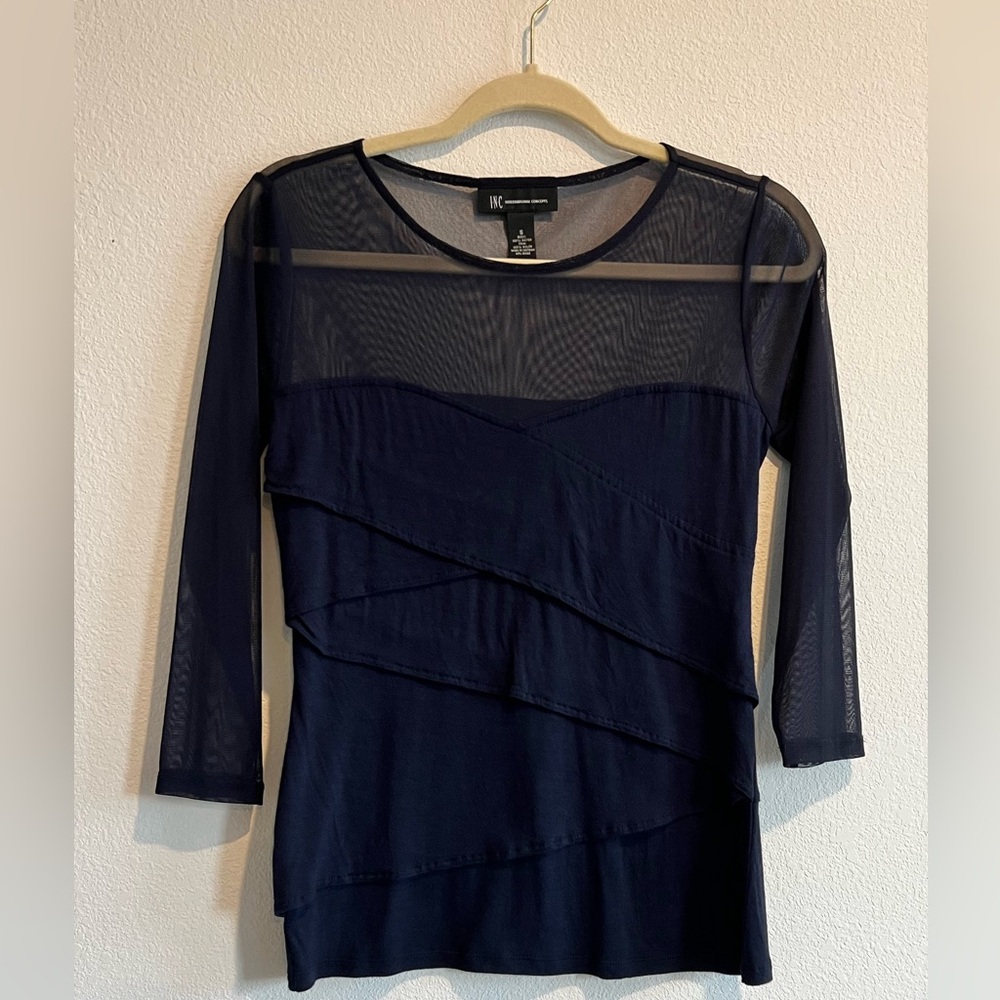 INC International Concepts Navy Layered Blouse